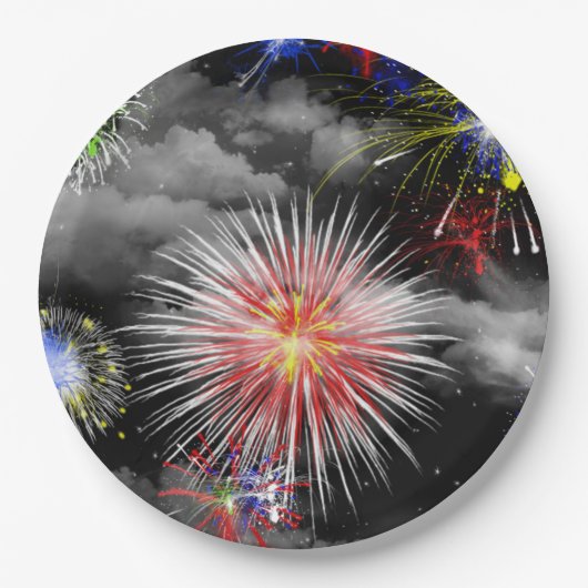Assiettes En Carton Feu D'Anniversaire Dans Les Nuages (Devant)