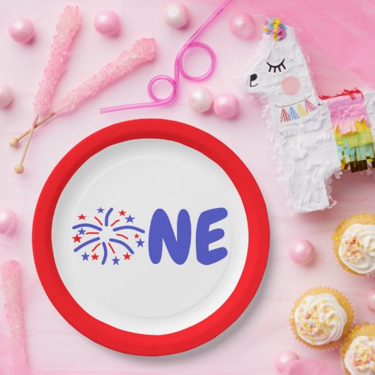 Assiettes En Carton Feu d'artifice 1er anniversaire (Fête)