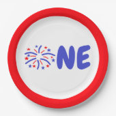 Assiettes En Carton Feu d'artifice 1er anniversaire (Devant)