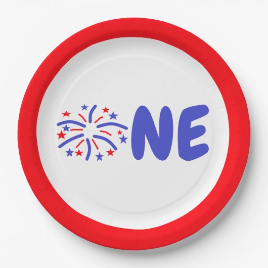 Assiettes En Carton Feu d'artifice 1er anniversaire (Devant)