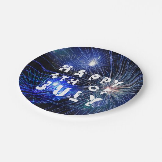 Assiettes En Carton Feu d'artifice 4 juillet à Blue Hue Party (Angle)