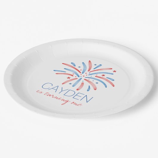 Assiettes En Carton Feu d'artifice 4 juillet Anniversaire (Angle)