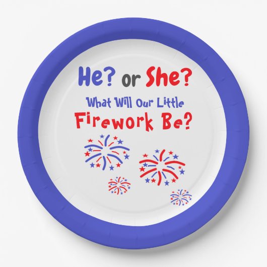 Assiettes En Carton Feu d'artifice American Gender Revevela Plaque pap (Devant)