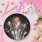 Assiettes En Carton Feu d'artifice blanc et or II Fête patriotique (Fête)