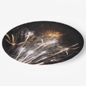 Assiettes En Carton Feu d'artifice blanc et or II Fête patriotique (Angle)