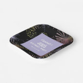 Assiettes En Carton Feu d'artifice coloré moderne Noir Anniversaire (Angulaire)