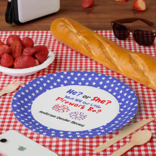 Assiettes En Carton Feu d'artifice de la révélation du genre américain