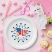 Assiettes En Carton Feu d'artifice Drapeau Américain 4 juillet (Fête)