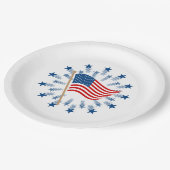 Assiettes En Carton Feu d'artifice Drapeau Américain 4 juillet (Angle)