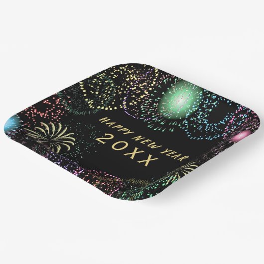 Assiettes En Carton Feu d'artifice du Nouvel An (Angulaire)