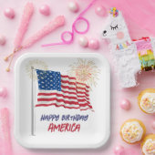 Assiettes En Carton Feu d'artifice Joyeux anniversaire Amérique et dra (Fête)