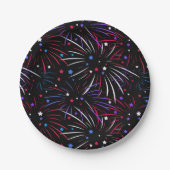 Assiettes En Carton Feu d'artifice rose violet noir (Devant)