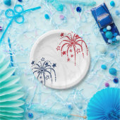 Assiettes En Carton Feu d'artifice rouge blanc et bleu 4 juillet (Fête)
