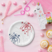 Assiettes En Carton Feu d'artifice rouge blanc et bleu 4 juillet (Fête)