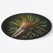 Assiettes En Carton Feu d'artifice vert et or Fête de vacances (Angle)