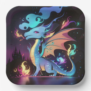 Assiettes En Carton Feu de dragon enchanté