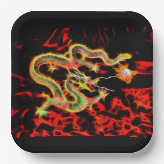 Assiettes En Carton Feu de dragon oriental sur Lucky Energy