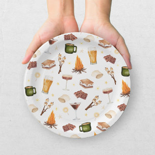 Assiettes En Carton Feu de joie automnal rustique pour la fête prénupt