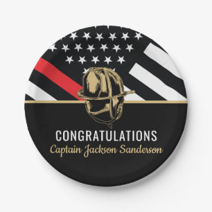 Assiettes En Carton Feu de pompier Parti de retraite Feu Ligne rouge D