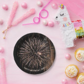 Assiettes En Carton Feu d'or pour anniversaire noir (Fête)