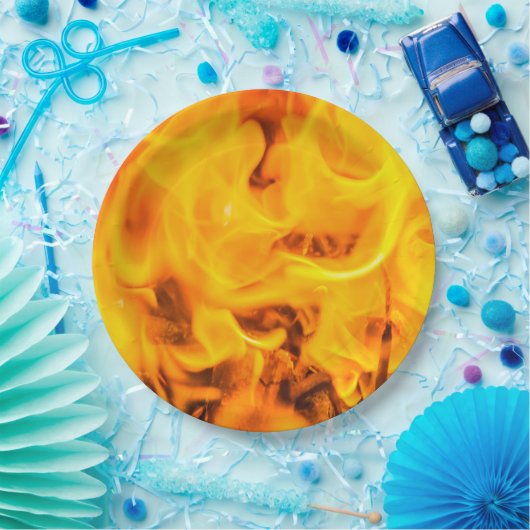 Assiettes En Carton Feu et flammes (Fête)