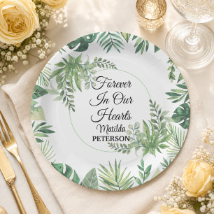 Assiettes En Carton Feuillage de verdure de jardin funéraire