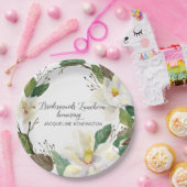 Assiettes En Carton Feuillage floral rustique Magnolia blanc Aquarelle (Fête)