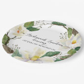 Assiettes En Carton Feuillage floral rustique Magnolia blanc Aquarelle (Angle)