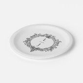 Assiettes En Carton feuillage noir et blanc Crête de mariage (Angle)