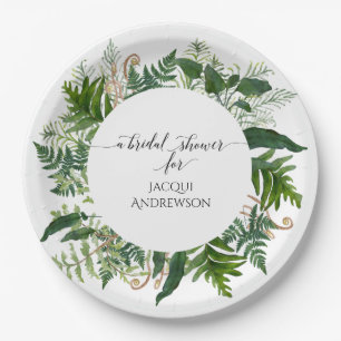 Assiettes En Carton Feuillage vert de forêt des fougères de partie