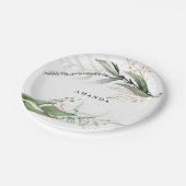 Assiettes En Carton Feuille botanique Eucalyptus Moderne verdure Branc (Angle)