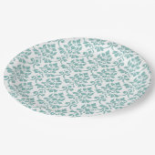 Assiettes En Carton Feuille Damask Teal Large Pattern (Angle)