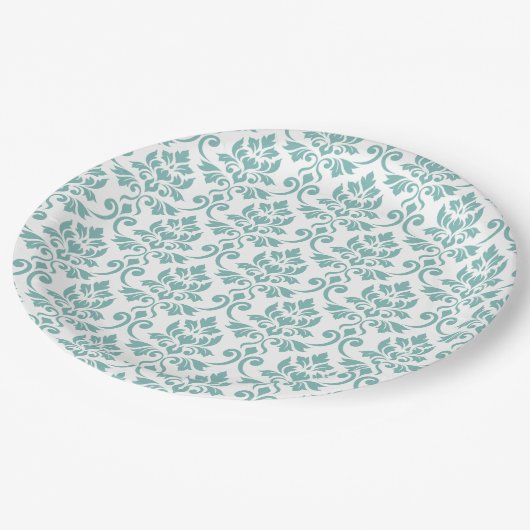 Assiettes En Carton Feuille Damask Teal Large Pattern (Angle)