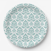 Assiettes En Carton Feuille Damask Teal Large Pattern (Devant)