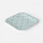 Assiettes En Carton Feuille Damask Teal Large Pattern (Angulaire)