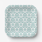 Assiettes En Carton Feuille Damask Teal Large Pattern (Recto)