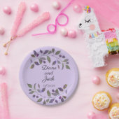 Assiettes En Carton Feuille d'aquarelle violette Mariage (Fête)