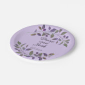Assiettes En Carton Feuille d'aquarelle violette Mariage (Angle)