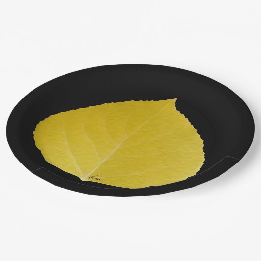 Assiettes En Carton Feuille d'Aspen jaune #5 (Angle)