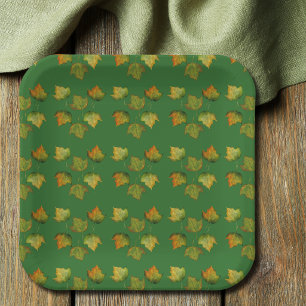 Assiettes En Carton Feuille d'automne à l'aquarelle Friendsgiving Than