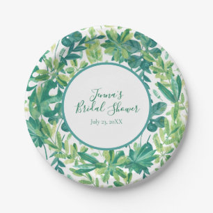 Assiettes En Carton Feuille de Monstera Tropicale Personnalisée Verte