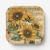 Assiettes En Carton Feuille de musique Sunflower (Recto)