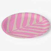 Assiettes En Carton Feuille de palme rose (Angle)