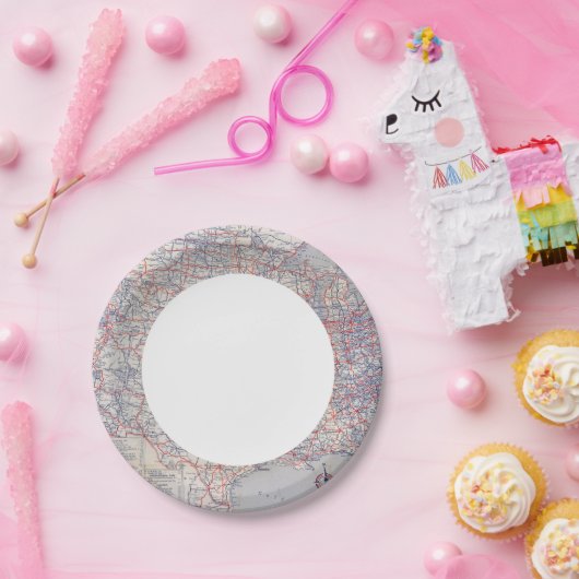 Assiettes En Carton Feuille de route États-Unis (Fête)