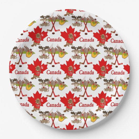 Assiettes En Carton Feuille d'érable Canadien 150 ans (Devant)