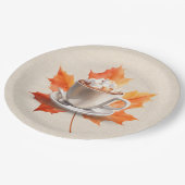 Assiettes En Carton Feuille d'érable d'automne et cacao chaud (Angle)