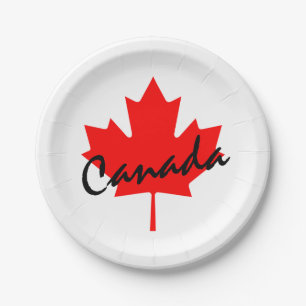 Assiettes En Carton Feuille d'érable rouge du Canada
