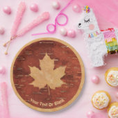 Assiettes En Carton Feuille d'érable sur écorce de bouleau intérieur (Fête)