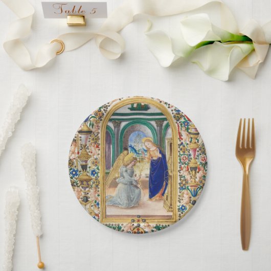 Assiettes En Carton Feuille d'un livre d'heures (Mariage)