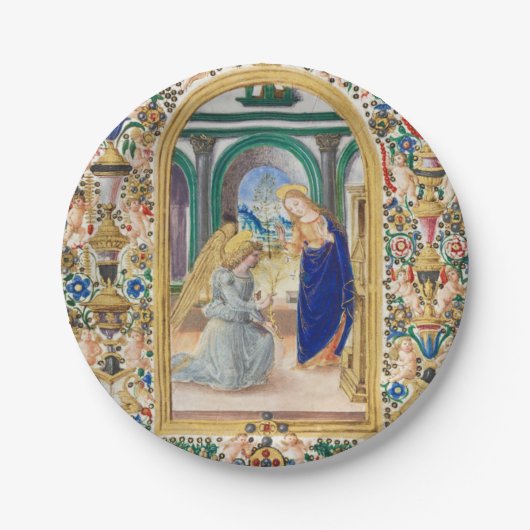 Assiettes En Carton Feuille d'un livre d'heures (Devant)